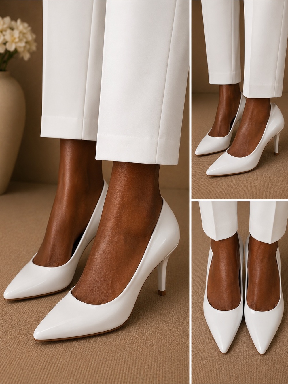Bandolino White Patent Pointed-Toe Stiletto Pumps